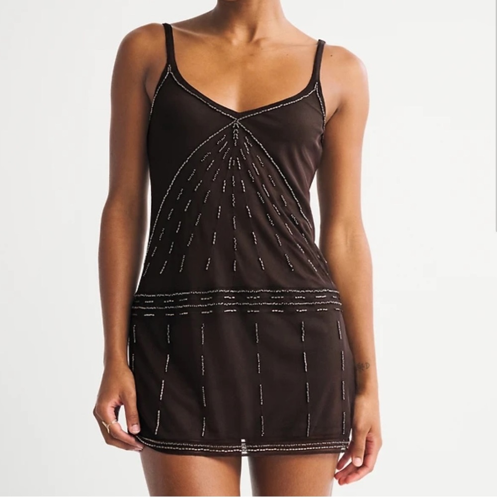 NWT Abercrombie & Fitch Brown Beaded Dress